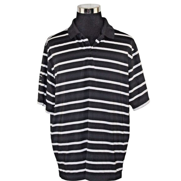 Nike Golf 2XL Dri Fit Stay Cool Short Sleeve Black White Striped Golf Polo Shirt - Picture 1 of 9